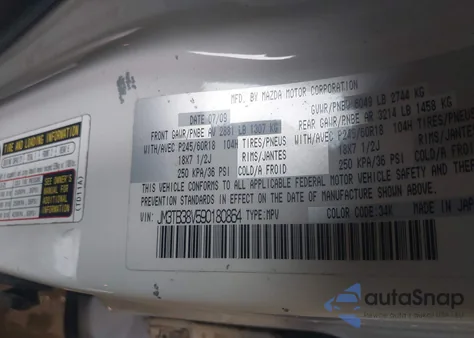 2009 Mazda Cx-9 Touring из США, поврежденный, VIN JM3TB38V590180864